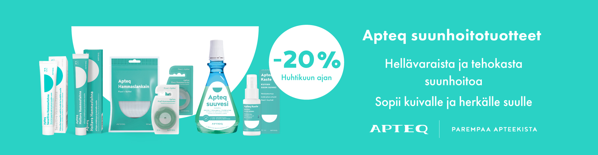 Apteq suunhoitotuotteet -20% huhtikuun ajan