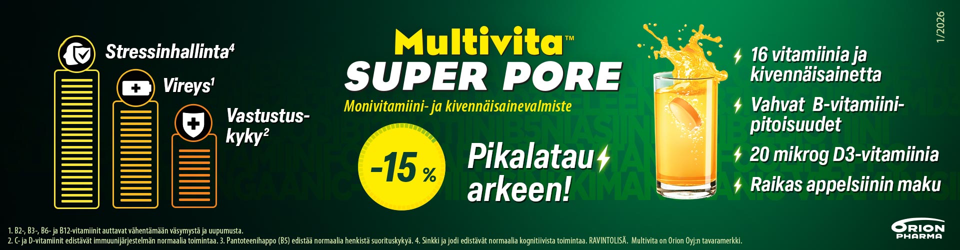 Virtaa arkeen Multivita Superpore tableteilla