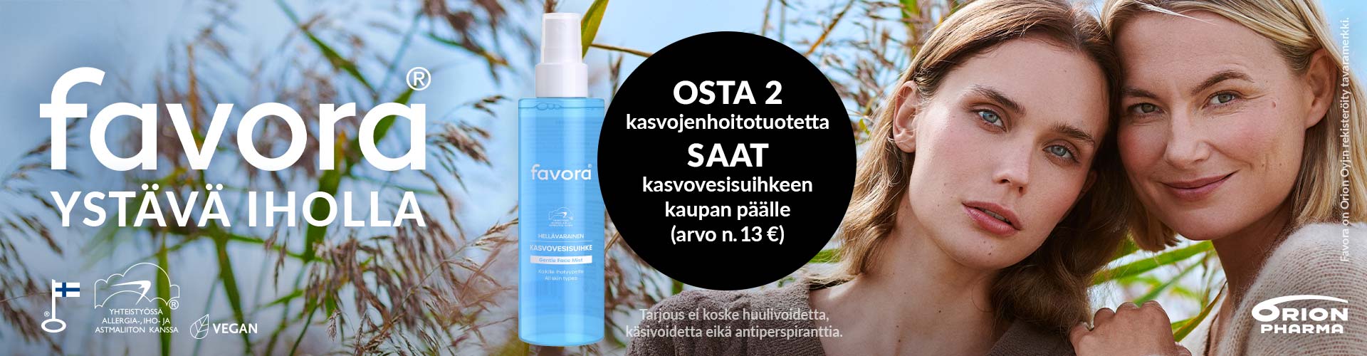 Osta 2 Favora tuotetta ja saat kasvoveden kaupan päälle