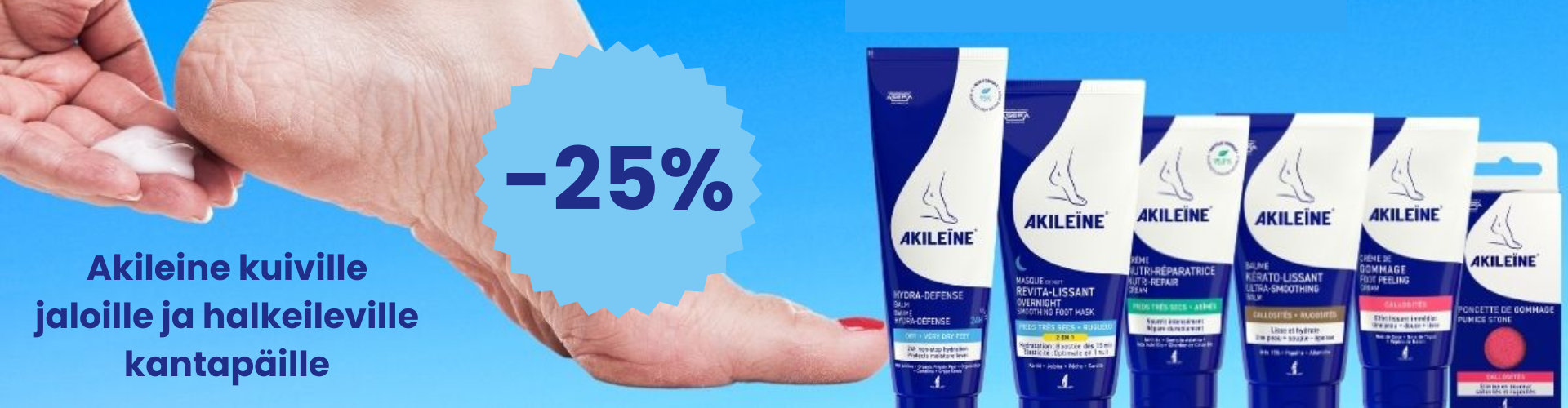 Akileine sinisen linjan jalkavoiteet kuiville jaloille -25%