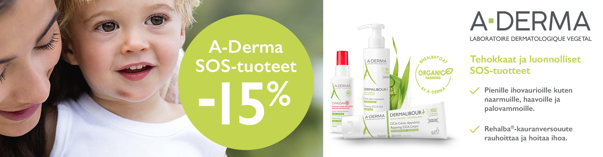A-derma sarjan kesän SOS- tuotteeet pikku haavereihin -15% |Omaeapteekki
