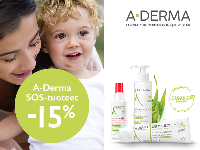 A-derma sarjan kesän SOS- tuotteeet pikku haavereihin -15% |Omaeapteekki