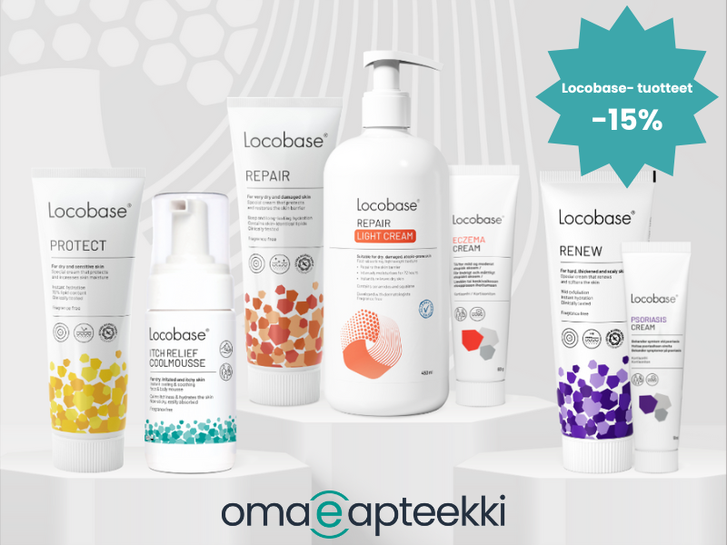 Locobase perusvoidetuoteperhe kuvassa. Syyskuun ajan -15%