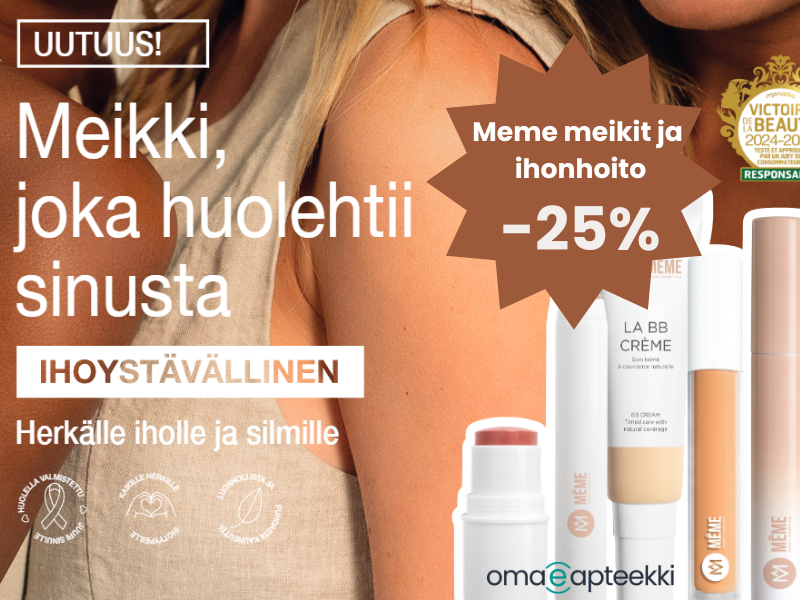 Meme meikit ja ihonhoito -25% lokakuun ajan. Meikkejä, kynsilakkoja ja ihon- sekä hiustenhoitotuotteita