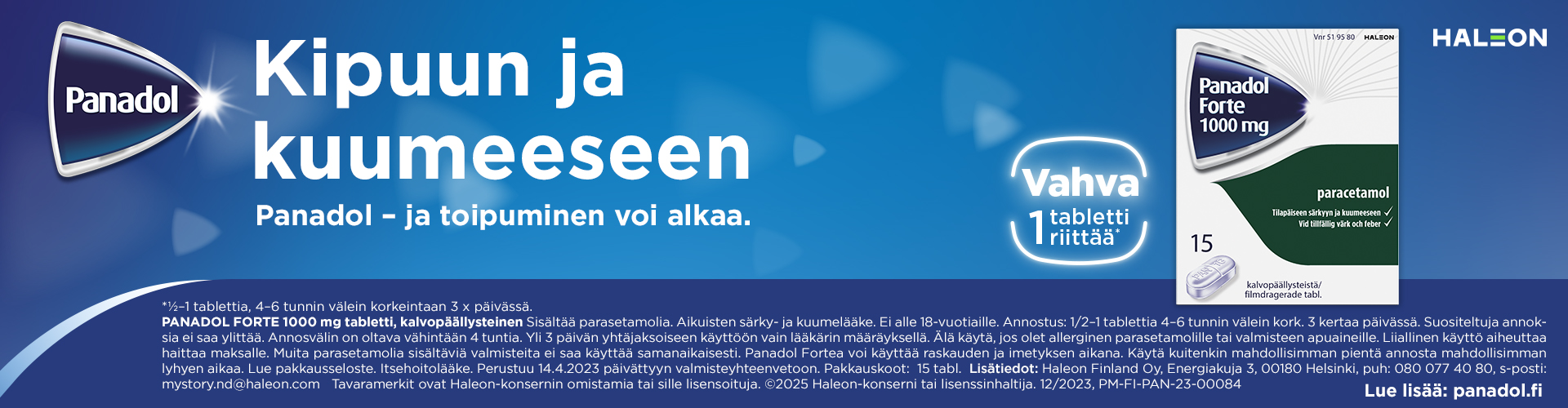 Kipuun ja kuumeeseen Panadol Forte 1g