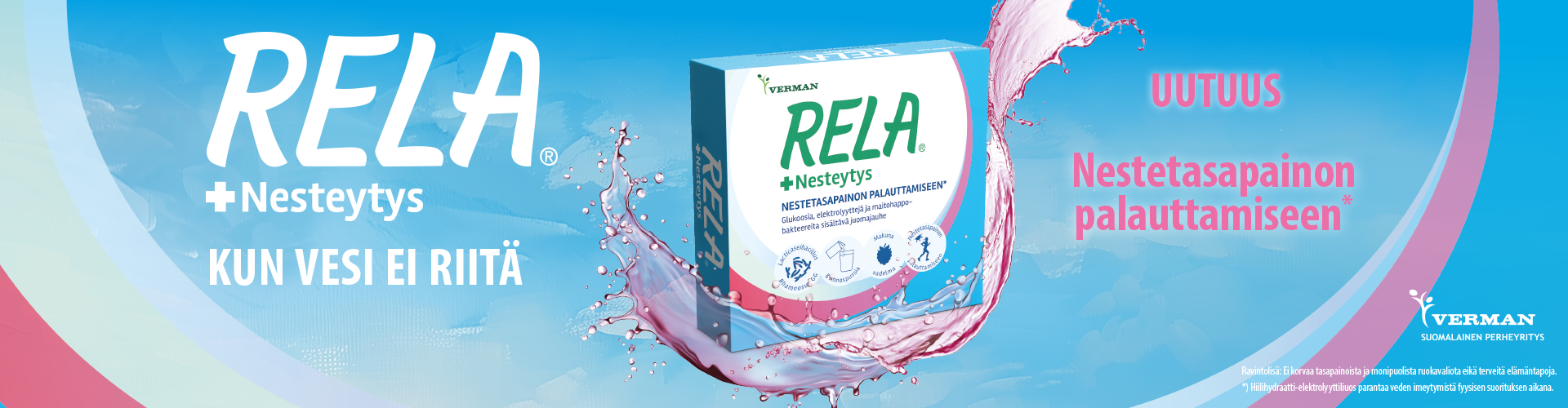 Kesän hyvinvoiva vatsa, pidä huolta nesteytyksestä helteellä Rela Nesteytyksellä