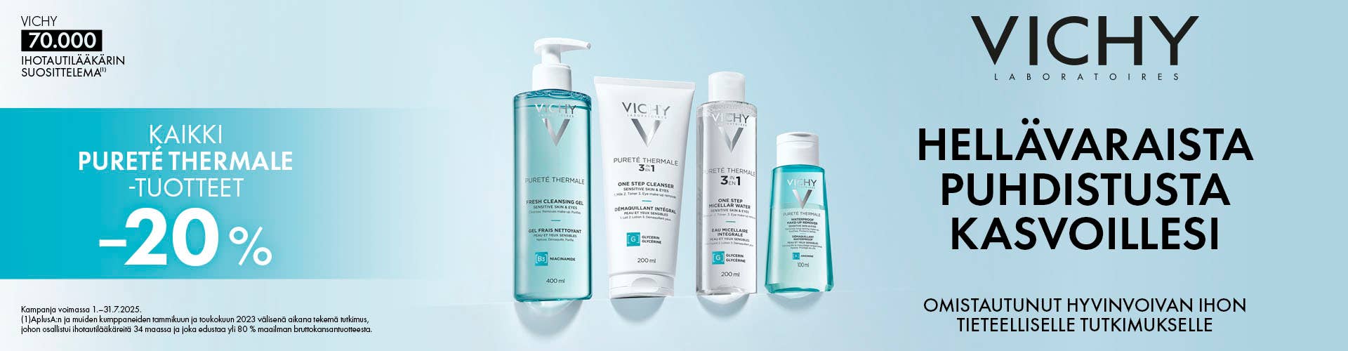 Vichy-sarjan kasvojenpuhdistuotteet kaikille ihotyypeille -20% |OmaeApteekista